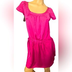 Shiny and soft pink dress with side ties